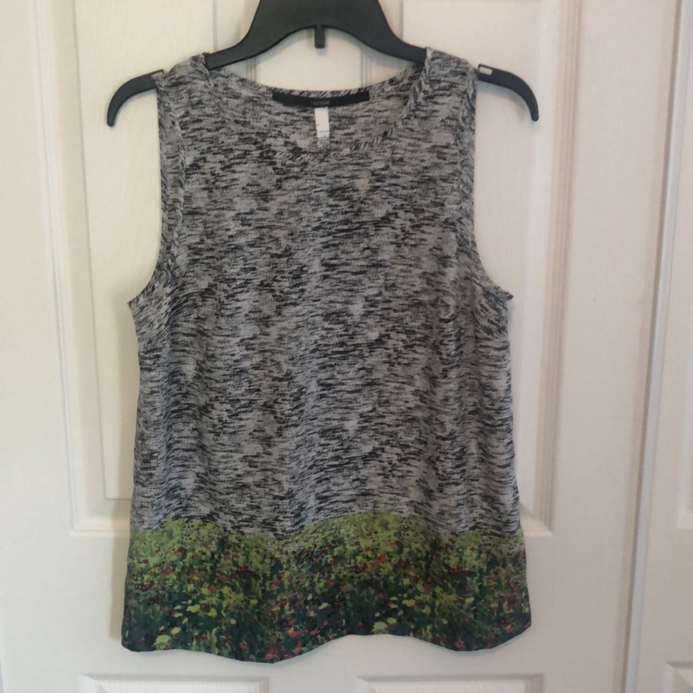 KENSIE Floral Abstract Print Sleeveless Blouse Medium